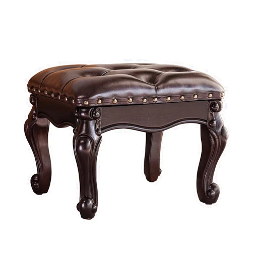 KIVSON Foot Stool Ottoman Foot Rest Microfiber Leather Upholstered Foot Stool for Living Room, Sofa, Entryway, Solid Wood Stool (Dark Brown)