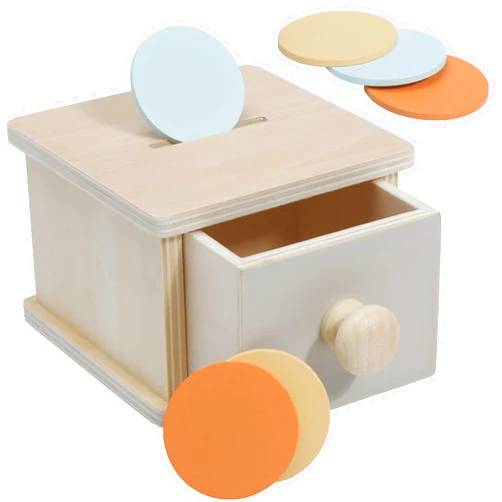 Montessori Mama Montessori Coin Box, Montessori Toys for 1 Year Old Toddler Coins, Baby Wooden Montessori Toy Ball Infant Drawer Drop