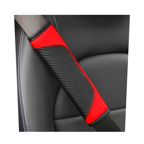 Osilly 2PCS Car Seat Belt Cover, Carbon Fiber Seatbelt Shoulder Protection, Soft Car Seat Belt Strap Cushion Protect Your Neck and Shoulder, Car Accessories Seat Belt Pad for Car Truck (Red)
