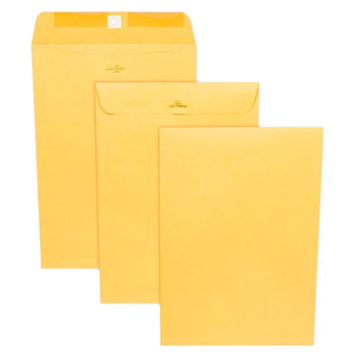EnDoc 9 1/2 x 12 1/2 Clasp Envelopes - 10 Pack - Brown Kraft Catalog Envelopes Gummed Seal Closure – 28lb Heavyweight Paper 9.5x12.5 inch Envelopes for Home, Office, Business, Legal or School.