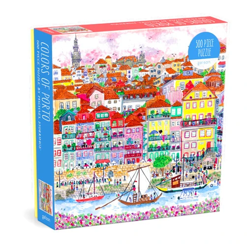 Galison Colors of Porto – 500 Piece Michael Storrings Jigsaw Puzzle Featuring Beautiful Artwork of A Summer Portugal Scene