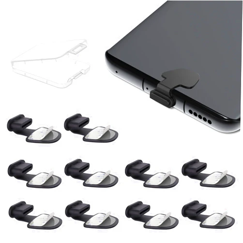 AUZOSL USB C Dust Plug, Anti-Lost USB C Plug Cover for iPhone 15 Series, New iPad Air Pro Mini, Samsung Galaxy, Pixel, Cell Phone Charging Port, Set of 10 with Clear Case