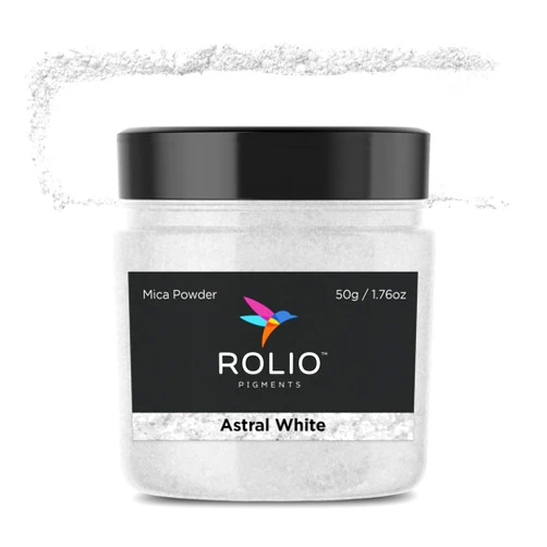Rolio Premium Mica Powder - Astral White (50G / 1.76oz) - 1 Jar of White Pigment Powder for Epoxy Resin, Dye, Soap Making, Nail Polish, Paint, Candle Making, Bath Bombs, Slime