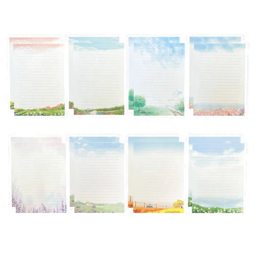 IMagicoo 48 Lined Writing Stationery Paper, Beautiful Designs for Writing Letter, Notes, Invitations, Craft, 8 Different Style (11.4 x 8.26