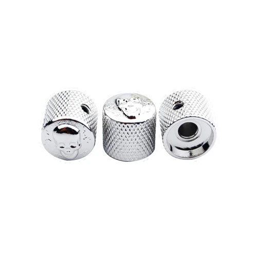 Guyker Guitar Bass Potentiometer Control Knobs with 6mm Dia. Shaft Pots - 3PCS Zinc Alloy Skeleton Style Top Dome Speed Tone Volume Knob Replacement for Electric Guitar or Precision Bass - Chrome