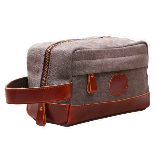 IBLUE Toiletry Bag Leather and Canvas Travel Dopp Kit Bathroom Shaving Organizer for Men&Women Travel Accessories,B03 (BLACK)