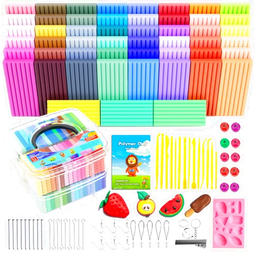CiaraQ Polymer Clay 51 Colors, CiaraQ Modeling Clay for Kids, Oven Bake Clay with Sculpting Tools, Non Toxic, Ideal for Sculpture, Crafting, DIY Projects. (Assorted Colors, 0.7oz/Colors)