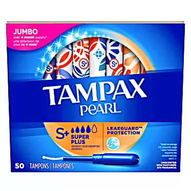 Tampax Pearl Tampons with Plastic Applicator, Super Plus Absorbency, Unscented, 50 Count - Pack of 6 (300 Count Total) 300 Tampons