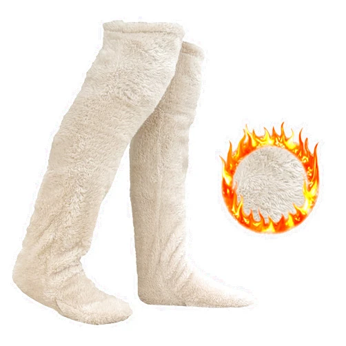 Ywaitsh Snuggs Socks, Plush Long Socks Women, Over Knee High Long Fuzzy Socks Plush Slipper Stockings Soft Thick Warm Home