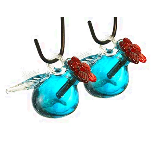 BestNest Set of 2 Parasol Pixie Hummingbird Feeders, Aqua, 4 oz. Each
