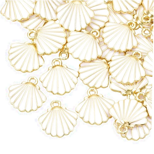 PH PandaHall Pandahall 5 Pcs Enamel Scallop Shell Charms Light Gold Scallop Shell Pendant Ocean Beach Seaside Dangle Pendants for Hawaii Bohemian Bracelet Jewelry Making