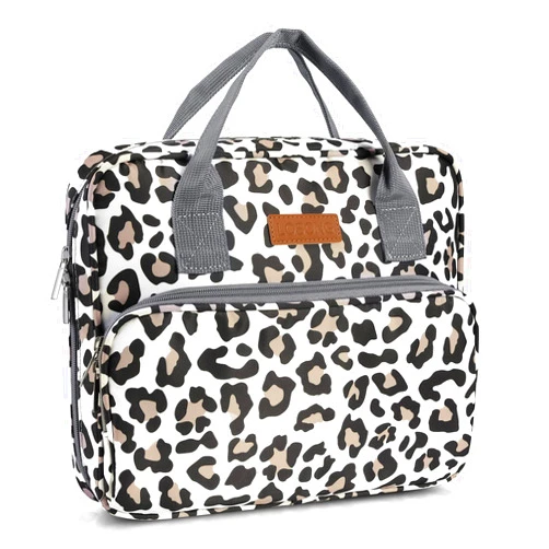 Losong Bible Cover for Women, Large Bible Carrying Book Case with Multi-Pockets Organizer Church Tote for Girls Catholic Gifts, Fits for Study Bible Protective Bag Leopard