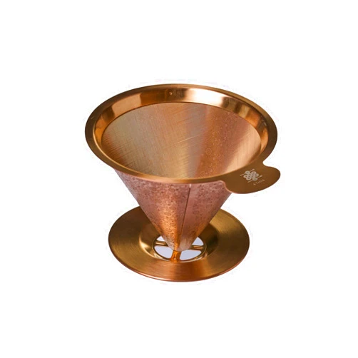 ATHIA GOLDEN DRIPPER, STAINLESS STEEL COFFEE FILTER, PAPERLESS FILTER, REUSABLE COFFEE FILTER, COMPATIBLE WITH MSOT COFFEE MAKERS (Rose Golden, Flower Carving)