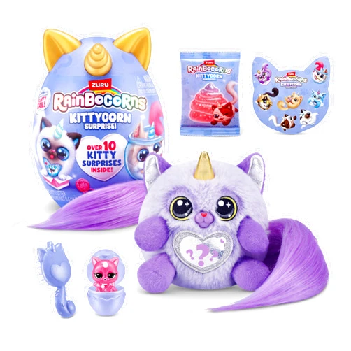 Rainbocorns Kittycorn Surprise Series 3 (Ragamuffin) by ZURU, Plush Toy, Collectible Plush Stuffed Animal, Slime, Surprise Eggs for Girls