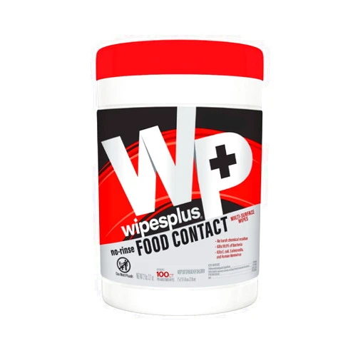WIPESPLUS No-Rinse Food Contact Wipes Canister Multi-Surface Wipes, Unscented for Home and Business, 1200 Count, (12 Packs of 100)