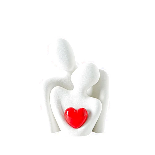 SEEK RARE Mini Couple Statue Decor Ceramic Love Sculpture for Bedroom Living Room Red M