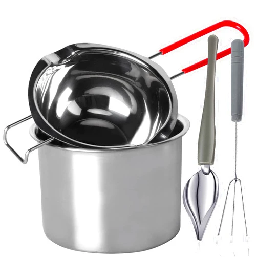 Goging Stainless Steel Double Boiler Melting Pot with Heat Resistant Handle, Large Capacity Chocolate Melting Pot for Butter Candy Butter Cheese, Candle Making (450/900ML)