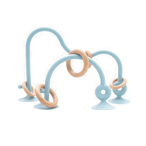 Zeeloopbee Montessori Educational Toys For Infant Toddlers,High Chair Toys With Suction Cups For Toddlers 0-6 M+ Food Grade Silicone Teething toy For Toddlers 6M+,Parent-Child Baby Toy Set 12 18 M+ (Dusty Blue)