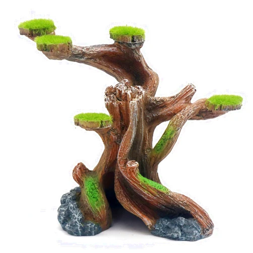 Relaqcc Reptile Decor Aquarium Decorations Artificial Moss Resin Fish Tank Rocks Simulation Hollow Tree Leopard Gecko Trunk Accessories Aquarium View(Small)