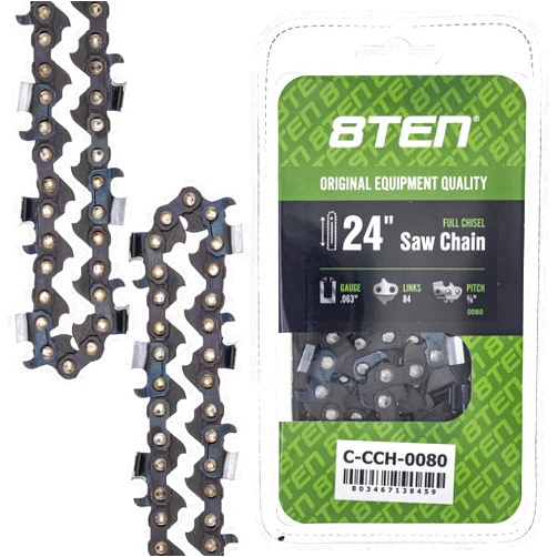 8TEN Full Chisel Chainsaw Chain 24 Inch .063 3/8 84DL For Husqvarna 372XP Jonsered 2165 Makita DCS6401