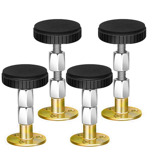 BEDEXUT Adjustable Threaded Headboard Stoppers/Bumper Against Wall, 4 Pack Behind Bed Frame Protector Antishake Tool, Bed Shake Support Stabilizer Device for Anti-Knocking,Banging,Squeaking, Metal (27-90mm)