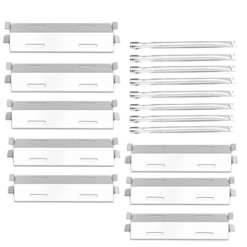 YOUFIRE Gas Burner and Heat Plate Shield Stainless Steel Grill Replacement Parts for Members Mark GR2039201-MM-00; Bakers and Chefs ST1017-012939; Outdoor Gourmet GD430, Set of 8 Pack Heat Tent & Burner Tube