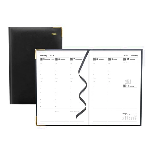 Letts of London® 2026 Classic Weekly Appointment Book and Planner, 12 Months, January to December, Gold Corners, A5 Size, 8.25