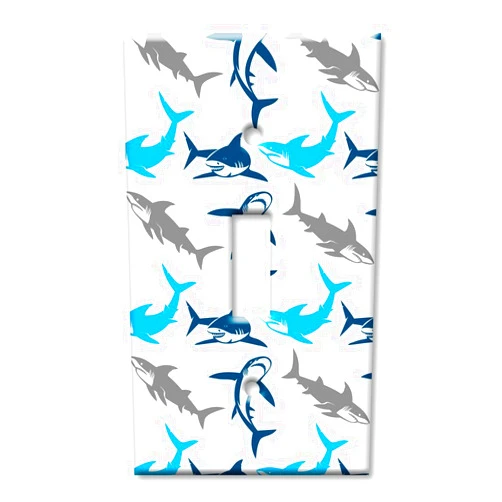 Art Plates Brand Single Toggle Switch/Wall Plate - Sharks Seamless