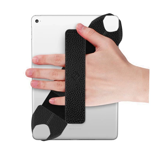 Fintie Universal Tablet Hand Strap Holder, 360 Degrees Swivel PU Leather Handle Grip with Elastic Belt, Secure Portable for iPad/iPad Pro and All 9-11 Inch Tablets, Black