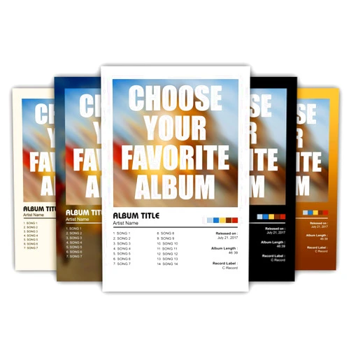 SpecialGift Custom Album Poster with Personalized Tracklist, Music Cover Wall Art Print, Unique Song List Artwork for Home Décor, Modern Aesthetic Room Decoration, Personalized Gift for Music Lovers - #3