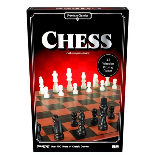 Pressman Premium Classics: Chess | Full-Size Folding Gameboard with Wooden Playing Pieces | 2 Players, Ages 8+
