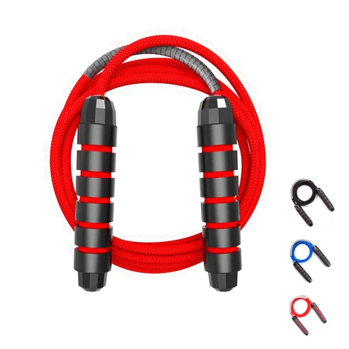 MINGYNS Weighted Jump Rope with Soft Cotton Cord Speed Adjustable Cable for Cardio, Boxing and MMA, Endurance Training, Fitness Workouts, Jumping Exercise