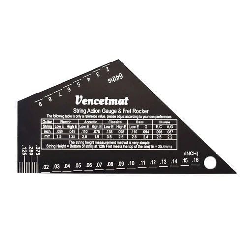 Vencetmat Guitar String Action Gauge, String Height Ruler, Guitar Fret Rocker, Fret Leveling Guide, Buzzing Fret Catcher, 1mm Thickness, Laser Etching, High Precision Graduations,Luthier Tools