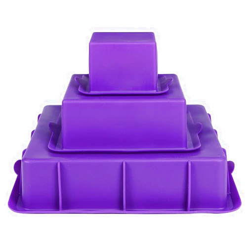 Webake Square Cake Pan Set Silicone Cake Mold Baking Pans for 3 Tier Cake Layer Tin, 9 Inch, 6 Inch, 3 Inch for Birthday Wedding Anniversary