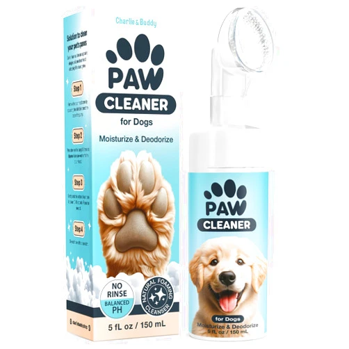 Charlie & Buddy Dog Paw Cleaner for Dogs of Small, Medium, Large Sizes, No-Rinse Foaming Cleanser, Paw Scrubber for Dogs Free of Parabens, Sulfates, Fragrances, Moisturize and Deodorize