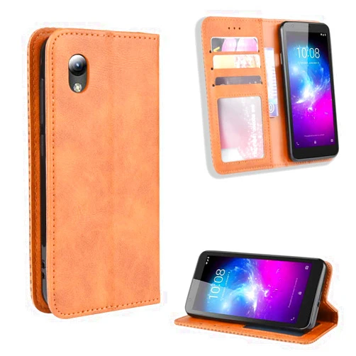 QiongNi Case for ZTE Quest 5 Leather Case,Case for ZTE Blade A3 2019 Case Cover,Case for Case for ZTE Blade Vintage 2 / Blade Vantage 2 Z3153VPP / Blade L8 Case Flip Pu Leather Cover Brown