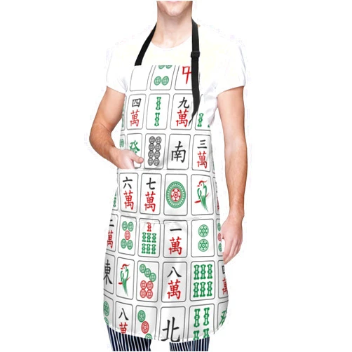 Hysing Majiang Tiles Cooking Apron With Pockets Oxford Cloth Kitchen Apron Unisex Home Waitress Chef Waterproof 28x33 Inch