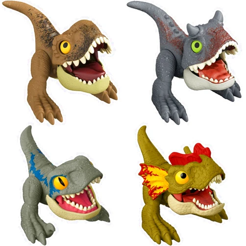 Mattel Jurassic World Dominion Uncaged Wild Pop Ups 4-Pack Dinosaur Toys, Survival Instinct Set with 4 Collectible Action Figures, Manually Activated