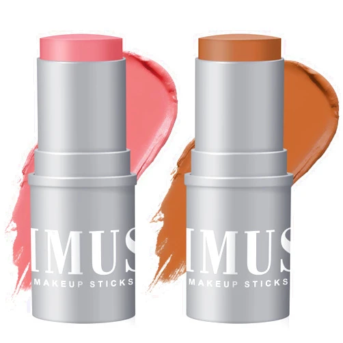 KIMUSE Cream Contour Stick Duo-Cream Blush & Bronzer Shaping Stick-Creamy Pigmented, Long Lasting Vegan Face Make Up Sticks