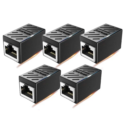Haslo tech RJ45 Coupler 5 Pack Shielded Inline Gigabit Ethernet LAN Internet Network Patch Couplers Connectors for Cat7/Cat6a/Cat5e Ethernet Cable Extender Adapter Female to Female – Black