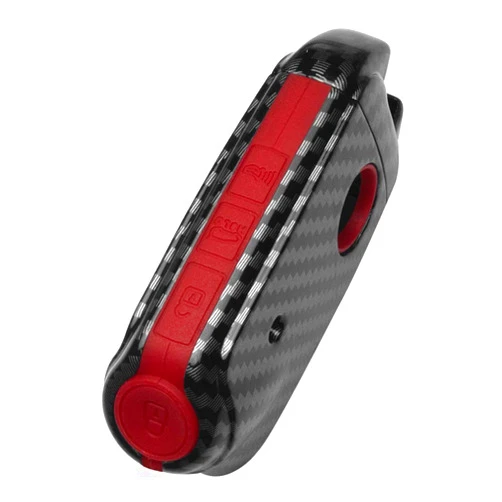 TANGSEN Smart Key Fob Case Compatible with KIA Stinger K900 3 4 Button Keyless Entry Remote Personalized Protective Cover Plastic Carbon Fiber Pattern Red Silicone