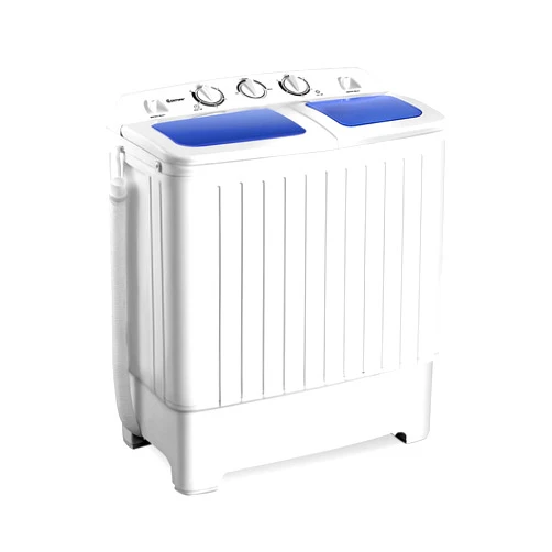 Giantex Portable Mini Compact Twin Tub Washing Machine 20lbs Washer Spain Spinner Portable Washing Machine, Blue+ White
