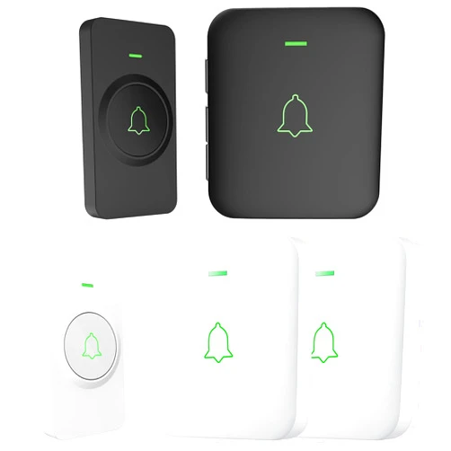 AVANTEK Mini Waterproof Doorbell Chime, 2 Transmitters + 3 Plug-in Receivers Included, Operating at 1000 Feet with 52 Melodies, 5 Volume Levels & LED Flash