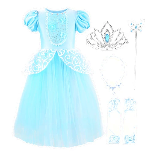 Uhdear Girls Princess Costume Fancy Birthday Party Dress up with Accessories