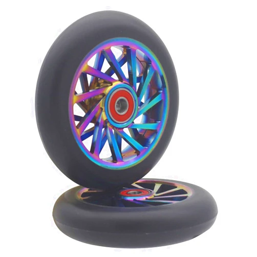 aibiku 110mm Hollow Wheel - Bearings ABEC 11 Installed - Pro Stunt Scooter Wheel fit for Fuzion/Envy/MGP/Lucky TFOX/Vokul Pro Scooter Replacement Wheels