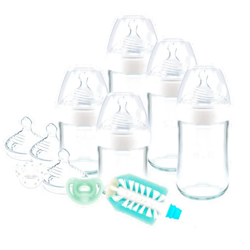 NUK Simply Natural Glass Baby Bottles and Pacifier Newborn Gift Set