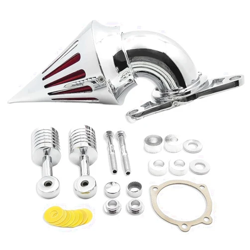 HASkulle Motorcycle Chrome Air Cleaner Filter Compatible with Harley Softail Fat Boy Dyna Street Bob Wide Glide