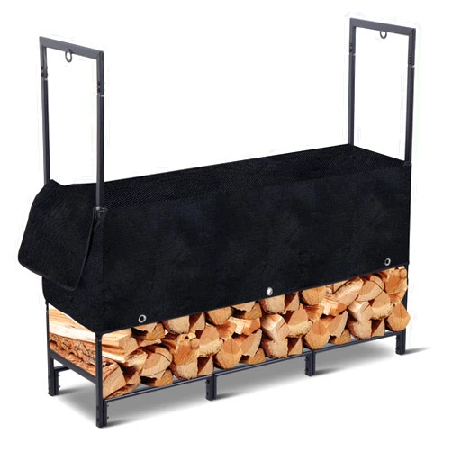 KULAMOON Firewood Racks Outdoor with Cover, 4FT Heavy Duty Wood Rack for Firewood, Firewood Storage Logs Rack with Cover for Fireplace Patio Deck, Indoor/Outdoor Wood Rack for Firewood