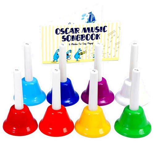 MINIARTIS Hand Bells for Kids | Educational Music Toys for Toddlers 8 Notes Colorful Handbells Set | Kids Musical Instrument with 15 Songbook | Great Birthday Gift for Children