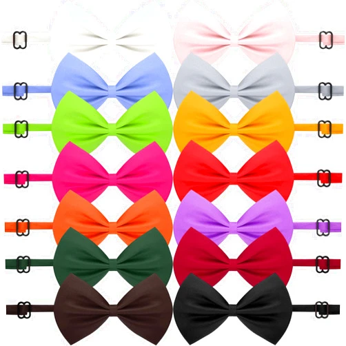 Cindeer 120 Pcs Dog Bow Ties with Adjustable Collar Puppy Neckties Cat Bow Tie Pet Dog Bowtie Collar Dog Bows Grooming Mix 14 Colors Solid Puppy Neckties Cat Collars PET Grooming Accessories (Assorted Color)